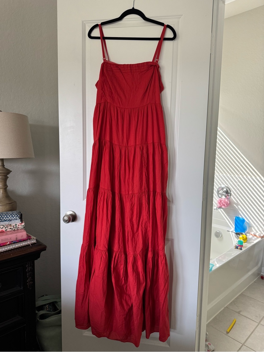 Anthropologie Orange/Red Tiered Maxi Dress